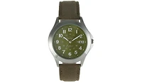 Peugeot Men 40mm Military Dial Calendar Canvas Strap Watch