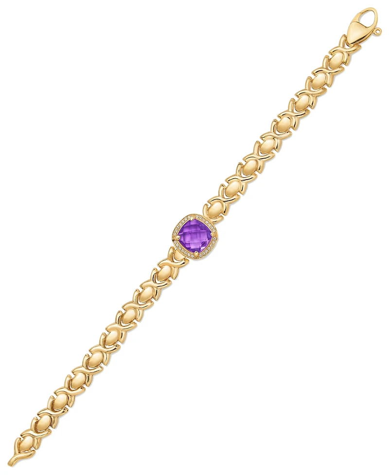 Citrine (3-3/8 ct. t.w.) & White Topaz (1/3 Xoxo Link Bracelet 14k Gold-Plated Sterling Silver