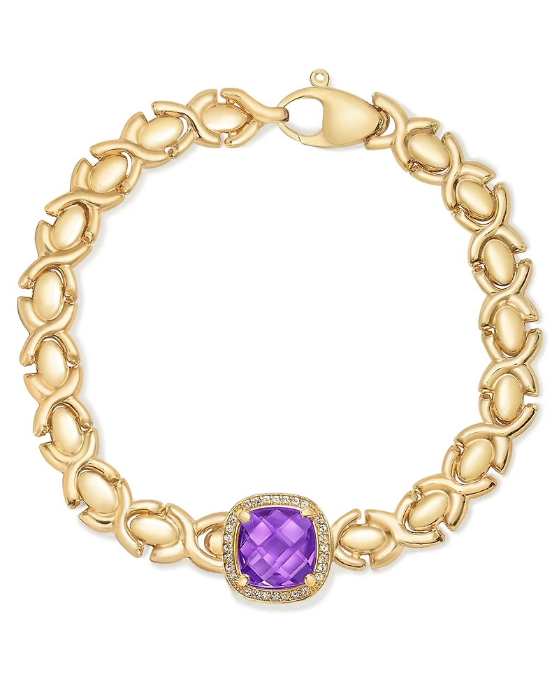 Citrine (3-3/8 ct. t.w.) & White Topaz (1/3 Xoxo Link Bracelet 14k Gold-Plated Sterling Silver