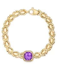 Citrine (3-3/8 ct. t.w.) & White Topaz (1/3 Xoxo Link Bracelet 14k Gold-Plated Sterling Silver