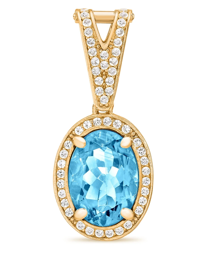 Amethyst (5-3/8 ct. t.w.) & White Topaz (3/4 Panther Link 18" Necklace 14k Gold-Plated Sterling Silver