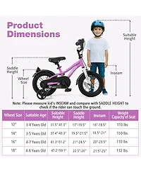 12" Kids Bike for 3-4 Years Old Boys & Girls with Adjustable Seat Handbrake Reflectors