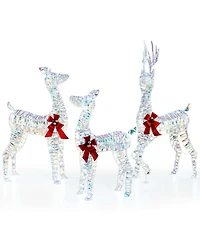 3-Piece Large Lighted Christmas Reindeer Family with Led Lights & Bows Buck