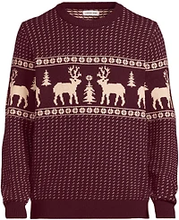 Lands' End Men's Long Sleeve Holiday Birdseye Crewneck Sweater