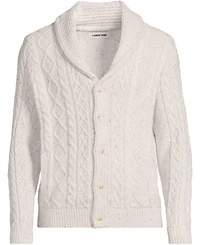 Lands' End Men's Tall Long Sleeve Cotton Blend Cable Shawl Cardigan