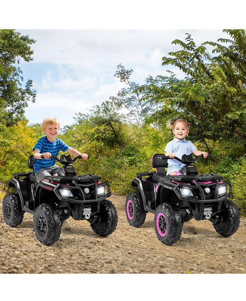 Gymax 24V 2-Seater 4-Wheeler Quad Electric Vehicle w/ 4 Motors Soft Start Led Lights