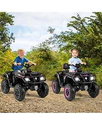Gymax 24V 2-Seater 4-Wheeler Quad Electric Vehicle w/ 4 Motors Soft Start Led Lights