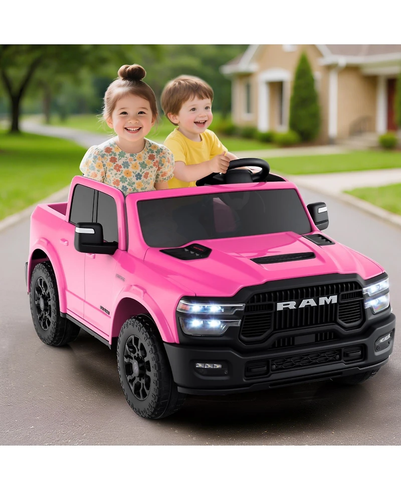 Gymax 24V 2 Seater Ride on Truck w/Remote Control 3 Speeds Bluetooth Led Headlight