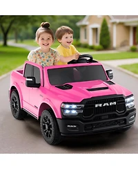 Gymax 24V 2 Seater Ride on Truck w/Remote Control 3 Speeds Bluetooth Led Headlight