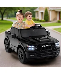 Gymax 24V 2 Seater Ride on Truck w/Remote Control 3 Speeds Bluetooth Led Headlight