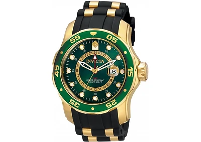 Invicta Men's 6994 Pro Diver Quartz Gmt Gold, Green Dial Watch