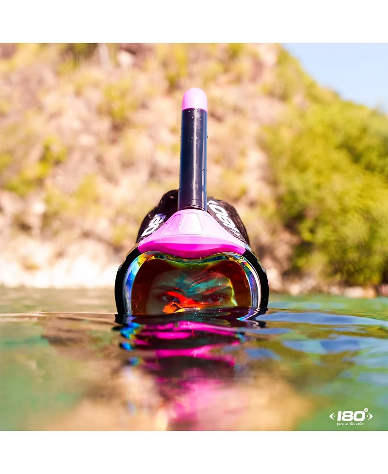 Moflow+ Irridium Full Face Snorkel Mask Black S/M – Panoramic View, CO2-Free, 4X Oxygen, Anti-Fog, Dry Snorkel, Camera Mount, Silicone, Premium