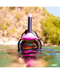 Moflow+ Irridium Full Face Snorkel Mask Black S/M – Panoramic View, CO2-Free, 4X Oxygen, Anti-Fog, Dry Snorkel, Camera Mount, Silicone, Premium