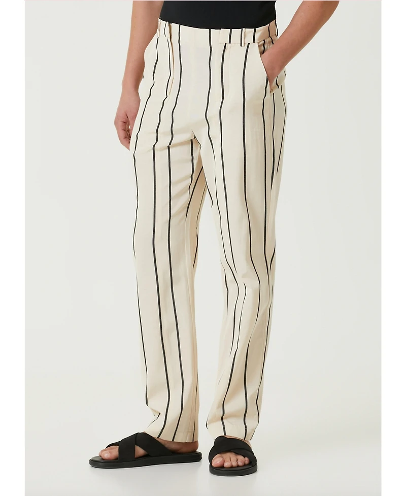 Pcfg Women's Men's Striped Silk & Linen Blend Two-Zip Pants
