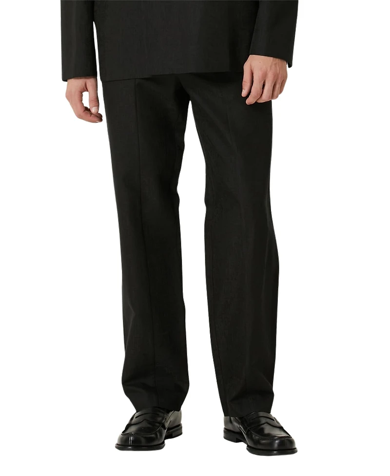 Pcfg Men's Jet Black Cotton-Rayon Blend Suit Pants