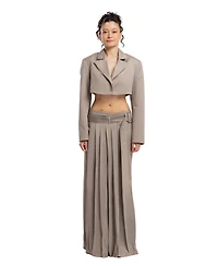 Pcfg Women's Linen-Blend Shiny Woven Belted Skirt