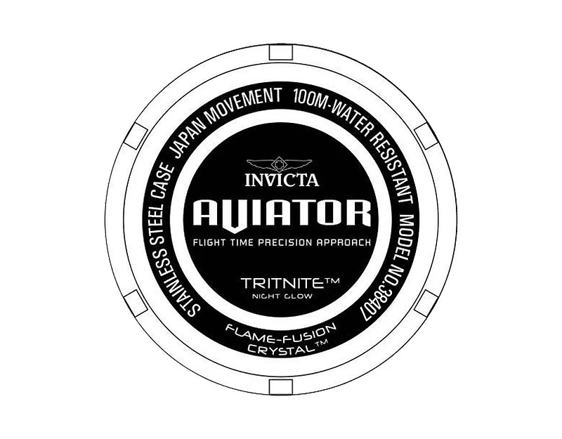 Invicta Men's 38407 Aviator Quartz VH67 Black Dial Watch