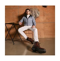 Campus Sutra Men's Coin Grey Contrast Sherpa-Lined Suede Bomber Jacket