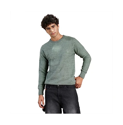 Campus Sutra Men's Geo-Jacquard Knit Pullover Sweater