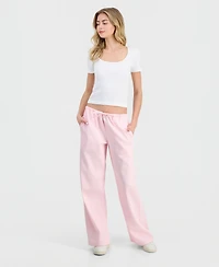 Vanilla Star Juniors' Drawstring-Waist Wide-Leg Jeans