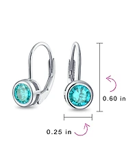 Bling Jewelry Dainty 0.50CTW Round Bezel Cubic Zirconia Cz Solitaire Dangle Drop Earrings Lever Back Rose Gold Plated .925 Sterling Silver