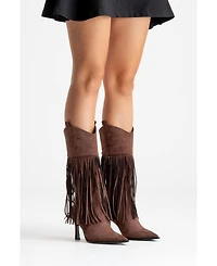 Prologue Shoes Gueras Fringe Pointed Toe Boot (Women)