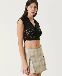 Pcfg Women's Cropped Ripped Knit Top