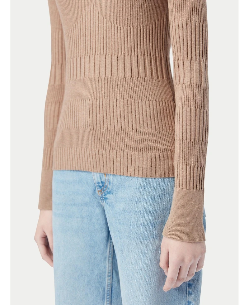 Gobi Cashmere Women's High-neck Ribbed Cotton Silk Blend Sweater