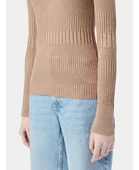 Gobi Cashmere Women's High-neck Ribbed Cotton Silk Blend Sweater