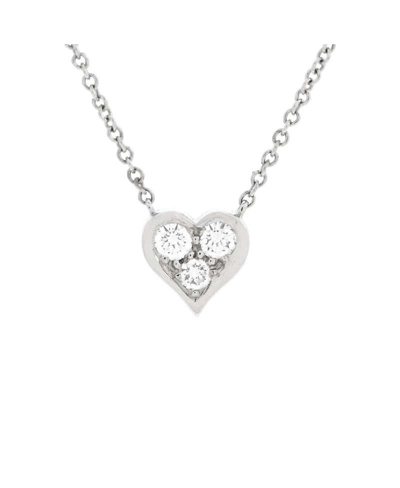Pre-Owned Tiffany & Co Heart 3 Diamond Pendant Necklace