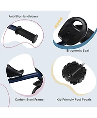 Sugift Toddler Tricycle with Adjustable Seat and Storage Baskets for 1.5-5 Years Old-Navy