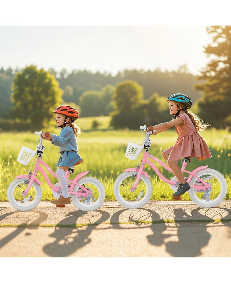 Sugift Kids Bike with Basket, Adjustable Seat & Training Wheels