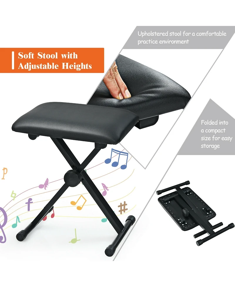 Sugift 61-Key Portable Electronic Keyboard Piano with Stand and Stool