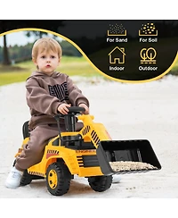 Sugift Kids Ride-On Bulldozer Excavator with Storage & Steering Wheel