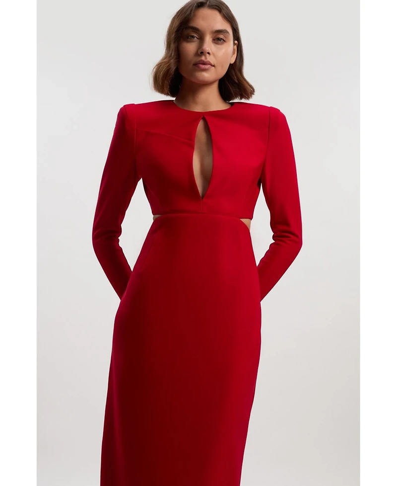 Karen Millen Women's Scuba Crepe Plunge Maxi Dress