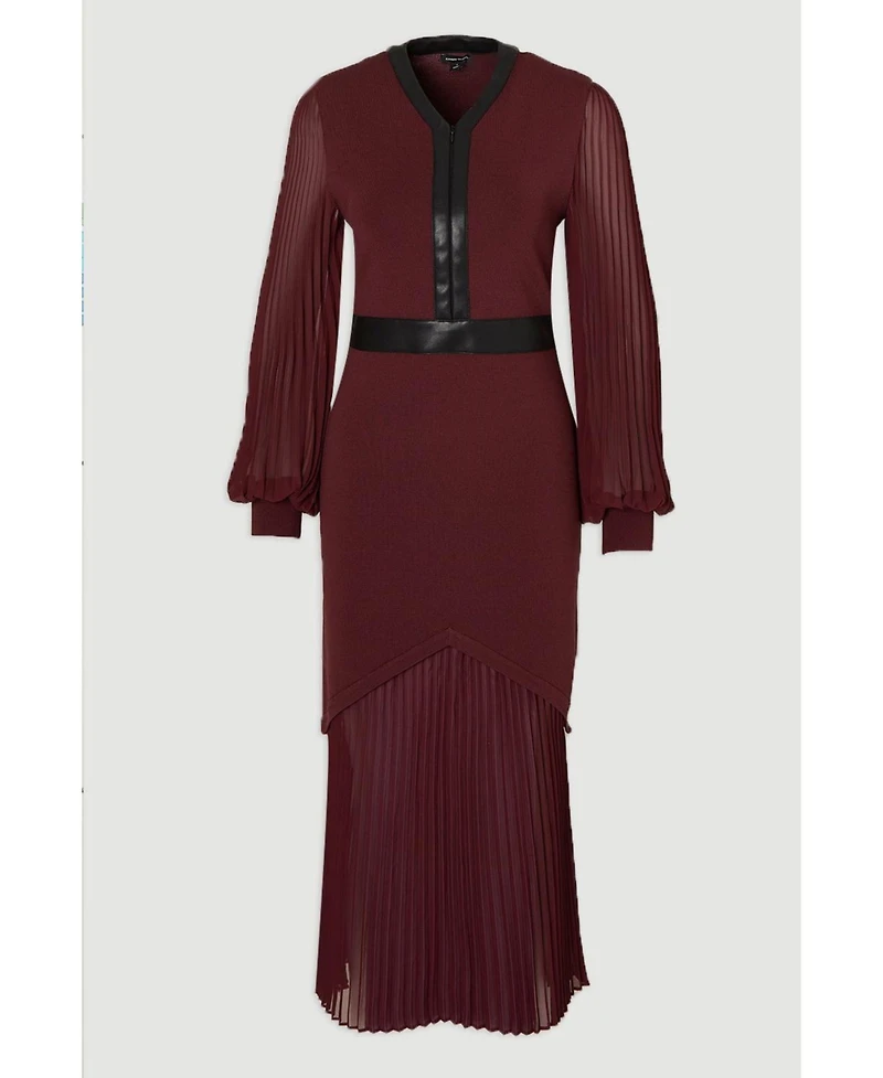Karen Millen Women's Woven Sleeved Pleated Dress
