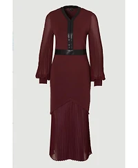 Karen Millen Women's Woven Sleeved Pleated Dress