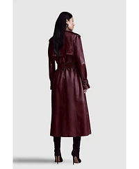 Karen Millen Women's Tailored Faux Leather Belted Trench Coat