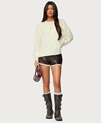 Edikted Women's Lissa Lacey Faux Leather Shorts