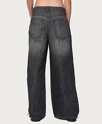 Edikted Womens Skater Girl Washed Low Rise Jeans