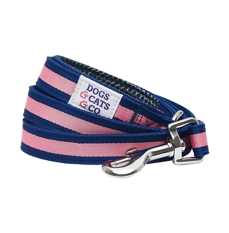 Dogs & Cats Co. Striped Dog Leash Red and Pink