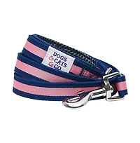 Dogs & Cats Co. Striped Dog Leash Red and Pink