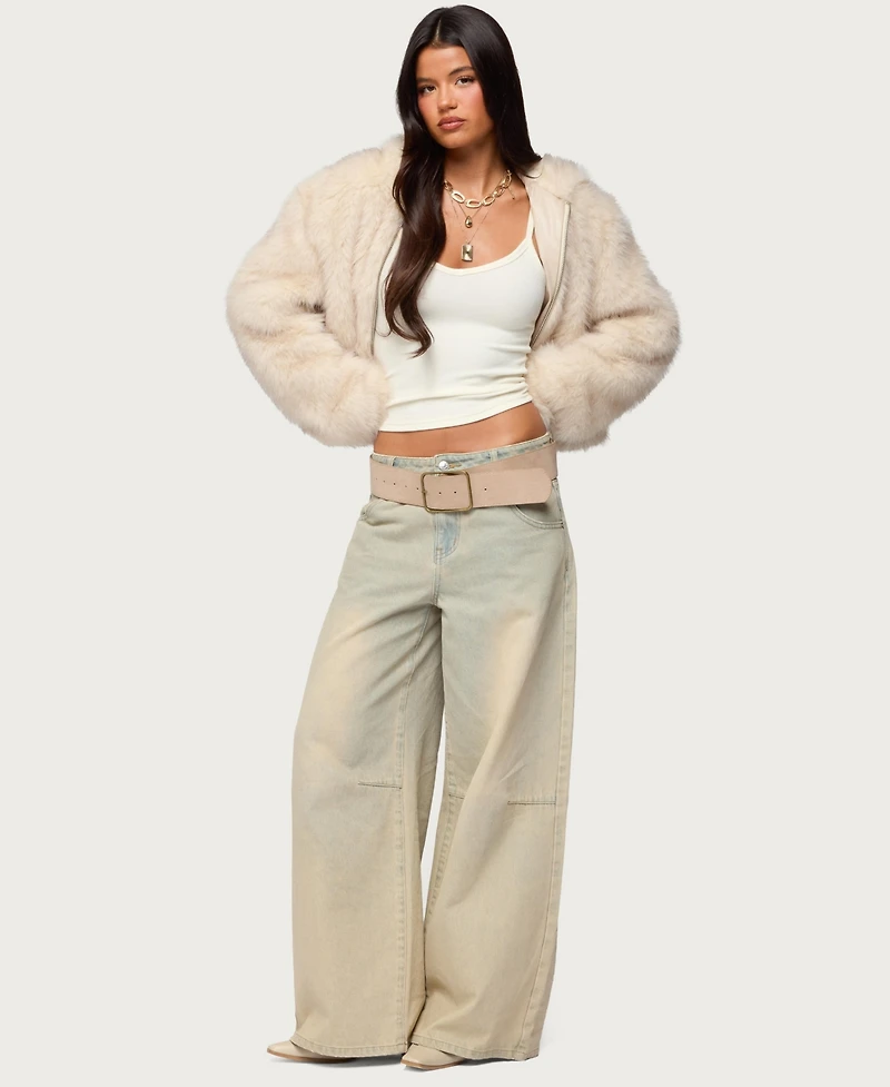 Edikted Women's Beyonca Hooded Faux Fur Jacket