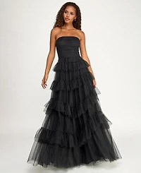 City Studios Juniors' Strapless Ruffle Skirt Gown
