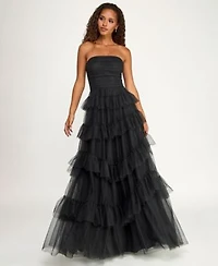 City Studios Juniors Strapless Ruffle Skirt Gown Created For Macys