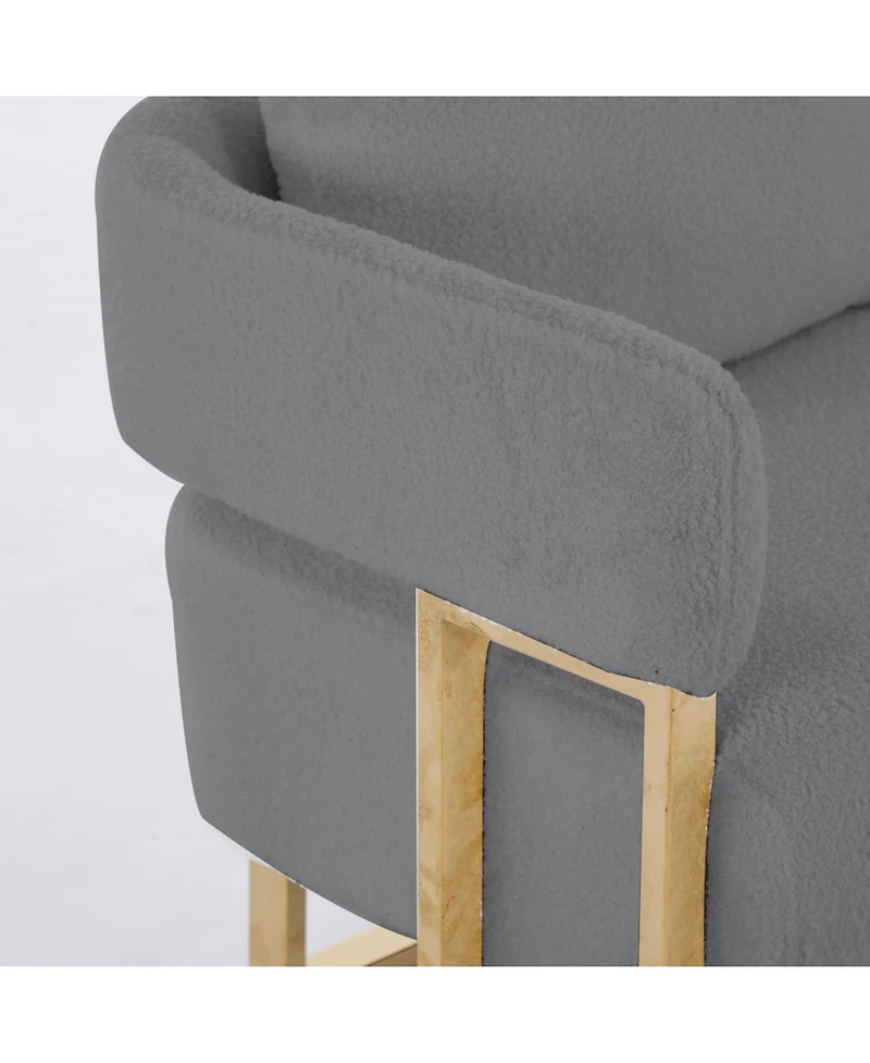 Streamdale Furniture Streamdale Modern Teddy fleece upholstered chair with gold metal legs