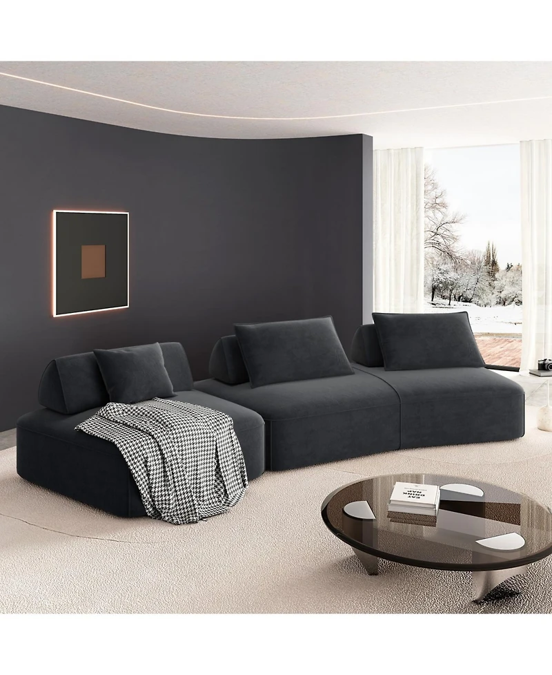 Streamdale Furniture Streamdale Modern Light Luxury Oversized Modular Sectional Sofa, Fluffy Chenille, Removable Backrests, Dark Grey