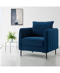 Streamdale Furniture Velvet Accent Chair with Metal Legs and Pillow
