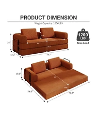 Streamdale Convertible Corduroy Sleeper Sofa Bed with Pillow - Orange