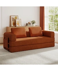 Streamdale Convertible Corduroy Sleeper Sofa Bed with Pillow - Orange